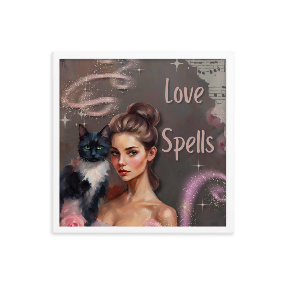 'Love Spells' framed photo paper poster with impressionist style artwork