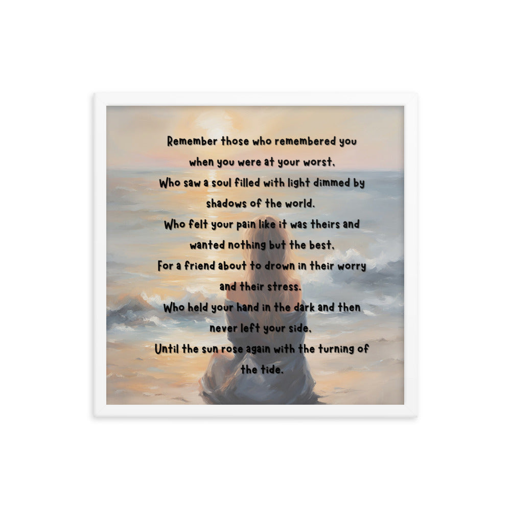 'Earth Angels' framed photo paper poster with impressionist style artwork and original poem by writer Sally Meeson