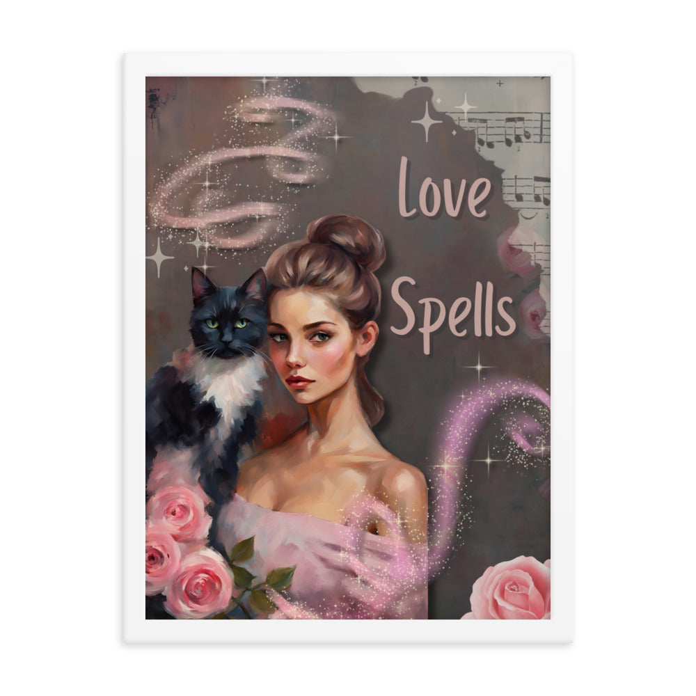 'Love Spells' framed photo paper poster with impressionist style artwork