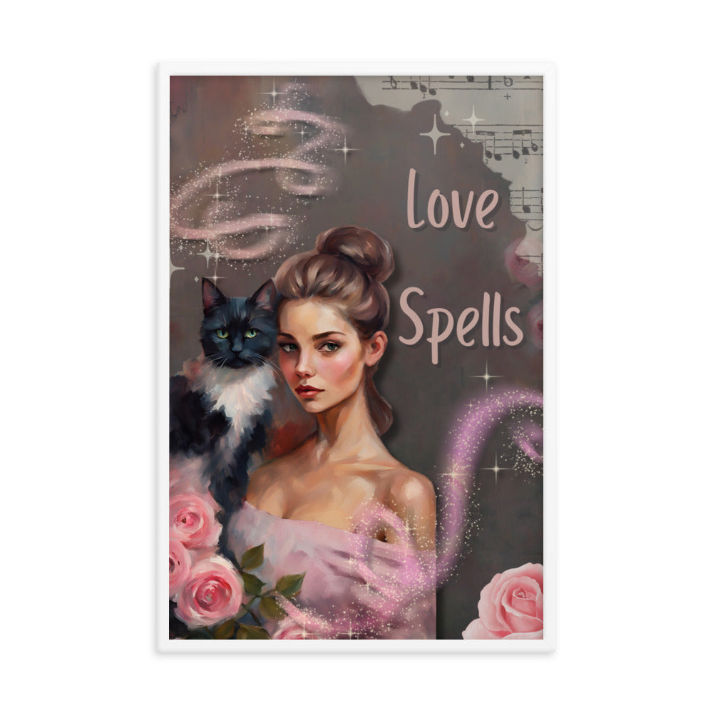 'Love Spells' framed photo paper poster with impressionist style artwork