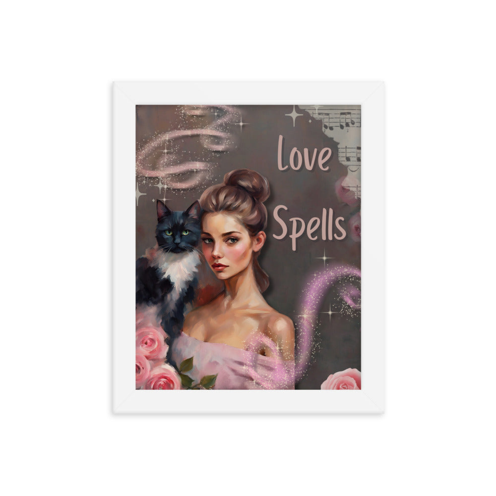 'Love Spells' framed photo paper poster with impressionist style artwork