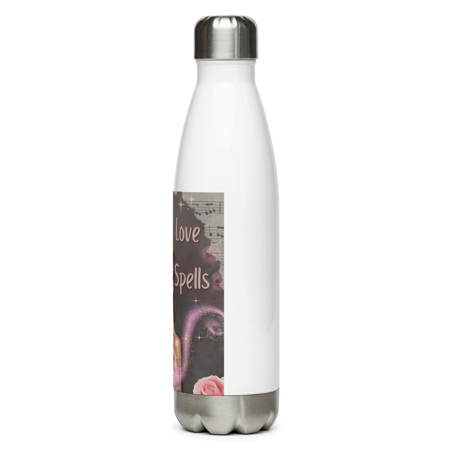 'Love Spells' stainless steel water bottle with impressionist oil style artwork