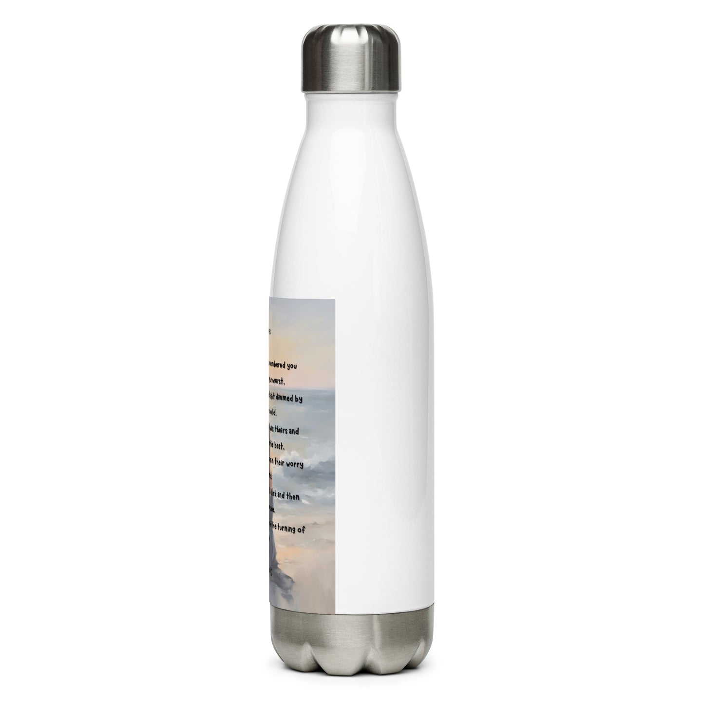 'Earth Angels' stainless steel water bottle with impressionist oil style artwork and original poem by writer Sally Meeson