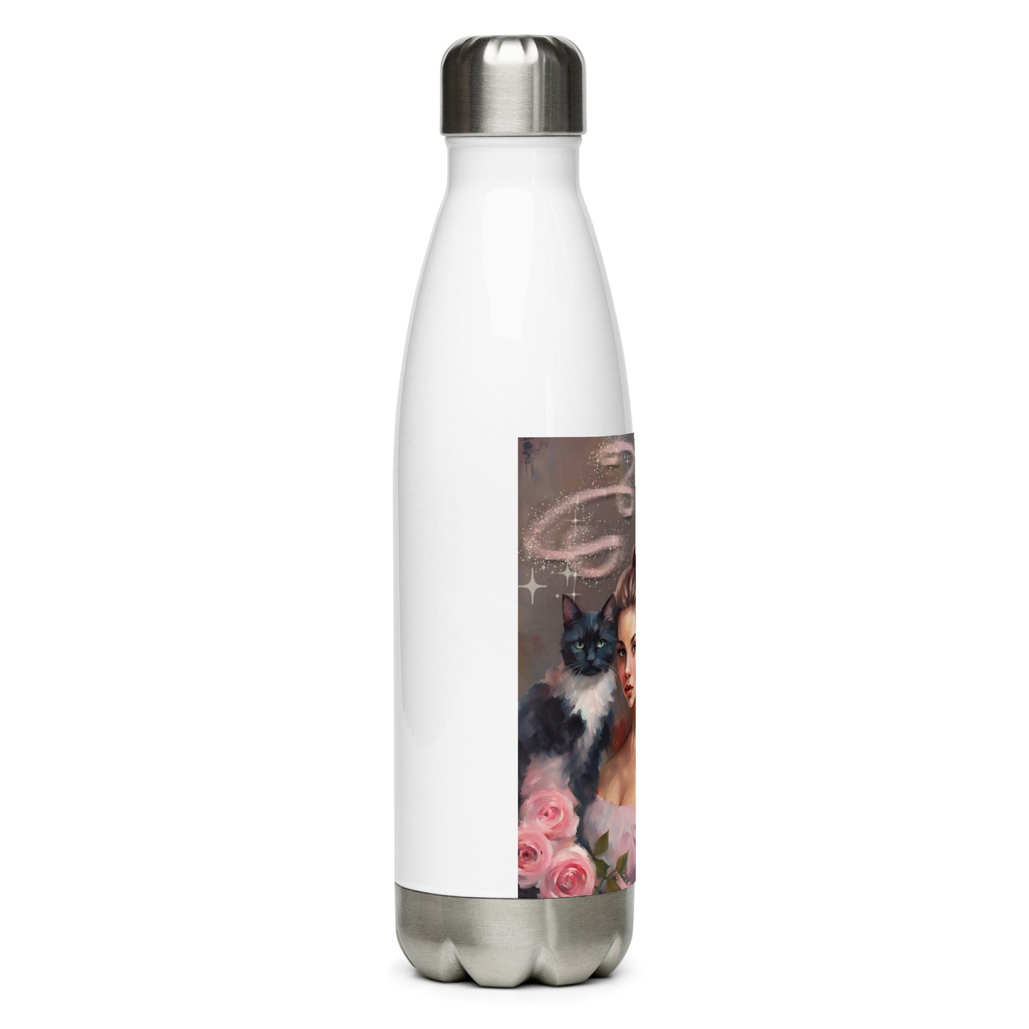 'Love Spells' stainless steel water bottle with impressionist oil style artwork