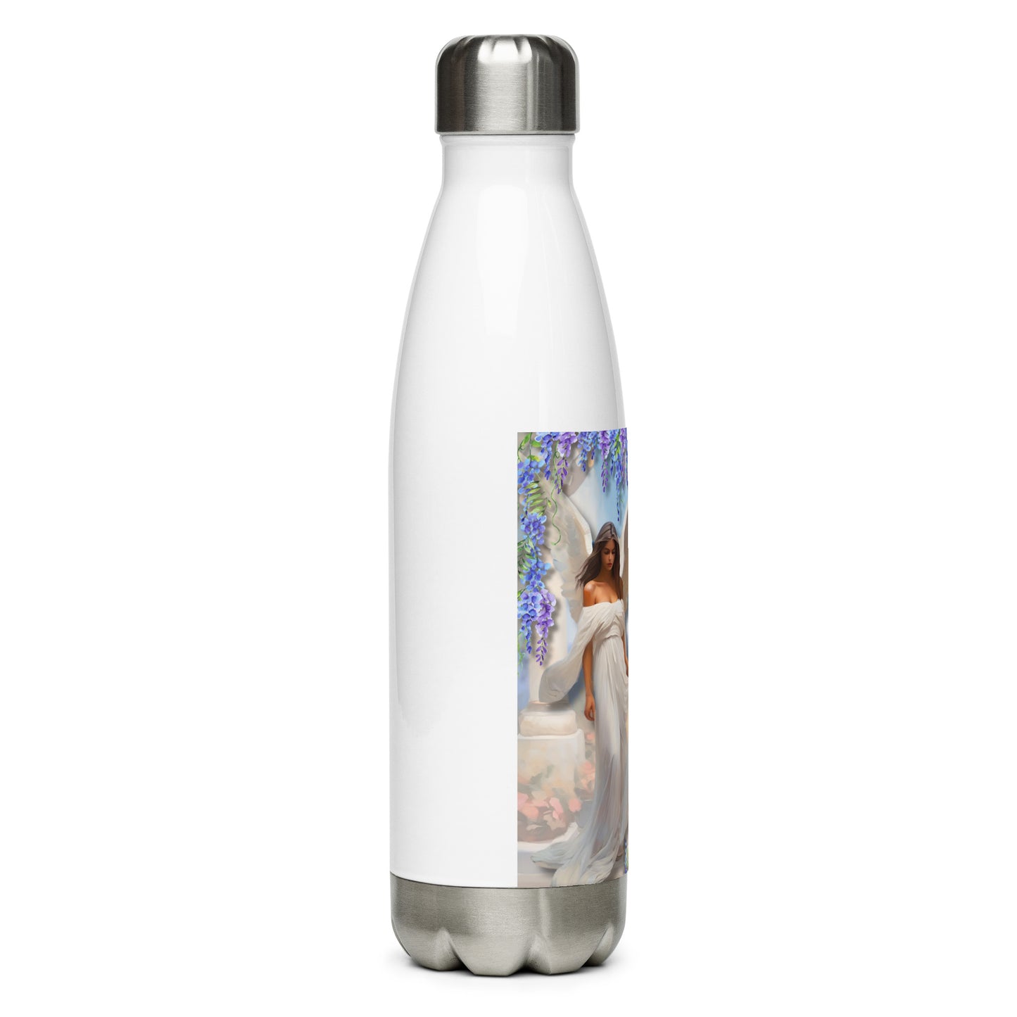 'Moments' stainless steel water bottle with impressionist oil style artwork and quote from Homer's The Iliad