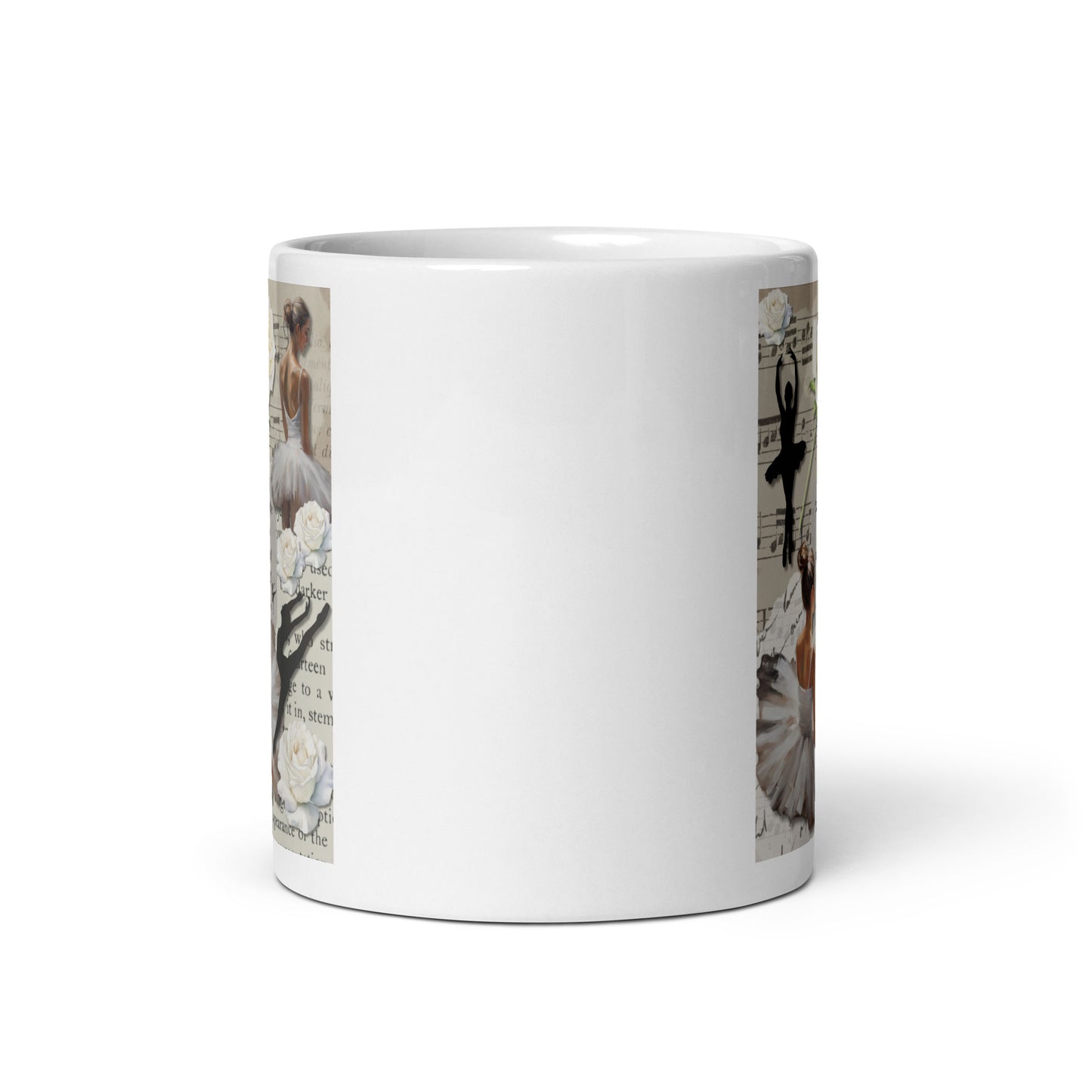 'Dance' white glossy mug with impressionist oil style artwork and quote from dancer Martha Graham