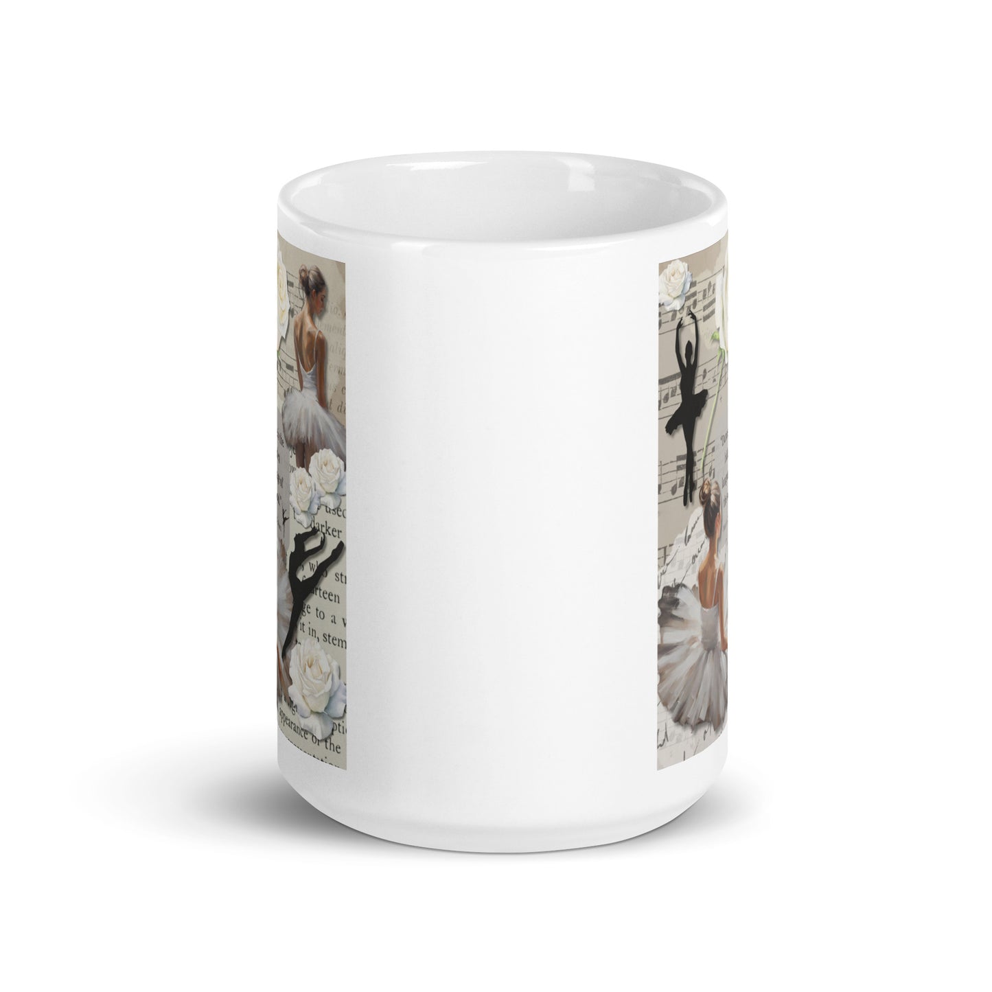 'Dance' white glossy mug with impressionist oil style artwork and quote from dancer Martha Graham