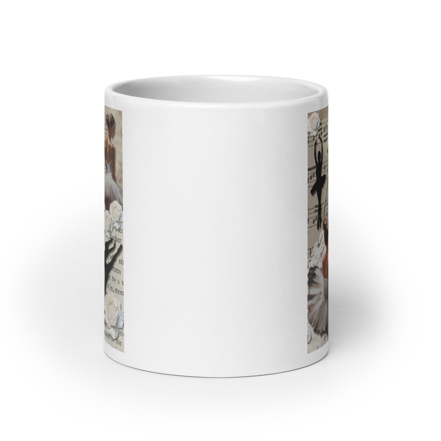 'Dance' white glossy mug with impressionist oil style artwork and quote from dancer Martha Graham